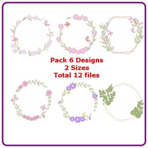 La broderie délicate de fleur de cadre conçoit le modèle de machine - dowload instantané.