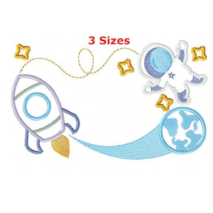 Rocket and astronaut embroidery designs machine embroidery pattern - instant download.