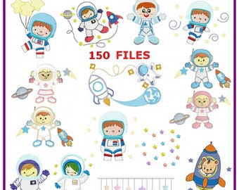 Space and Astronaut embroidery designs machine embroidery pattern - instant download.