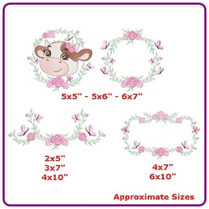 Cow and Frames designs machine embroidery pattern - instant download.