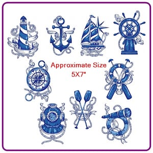 Nautical designs machine embroidery pattern - instant download.