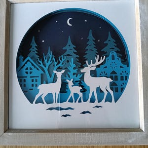 Shadowbox Framed layered Reindeer