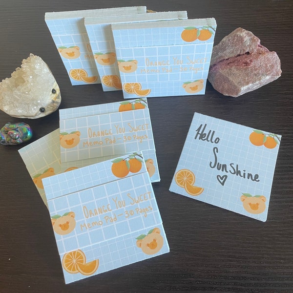 Orange You Sweet Memo Pad 30 Sheets | Handmade memo pad | Orange | Cute | Bears | Office Supplies | Desk Supplies | Fruit Design