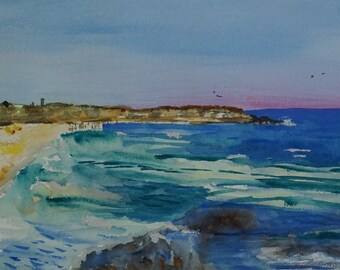 Art Painting Original Modern Print Beach seascape swimsuit Andy Baker Australia