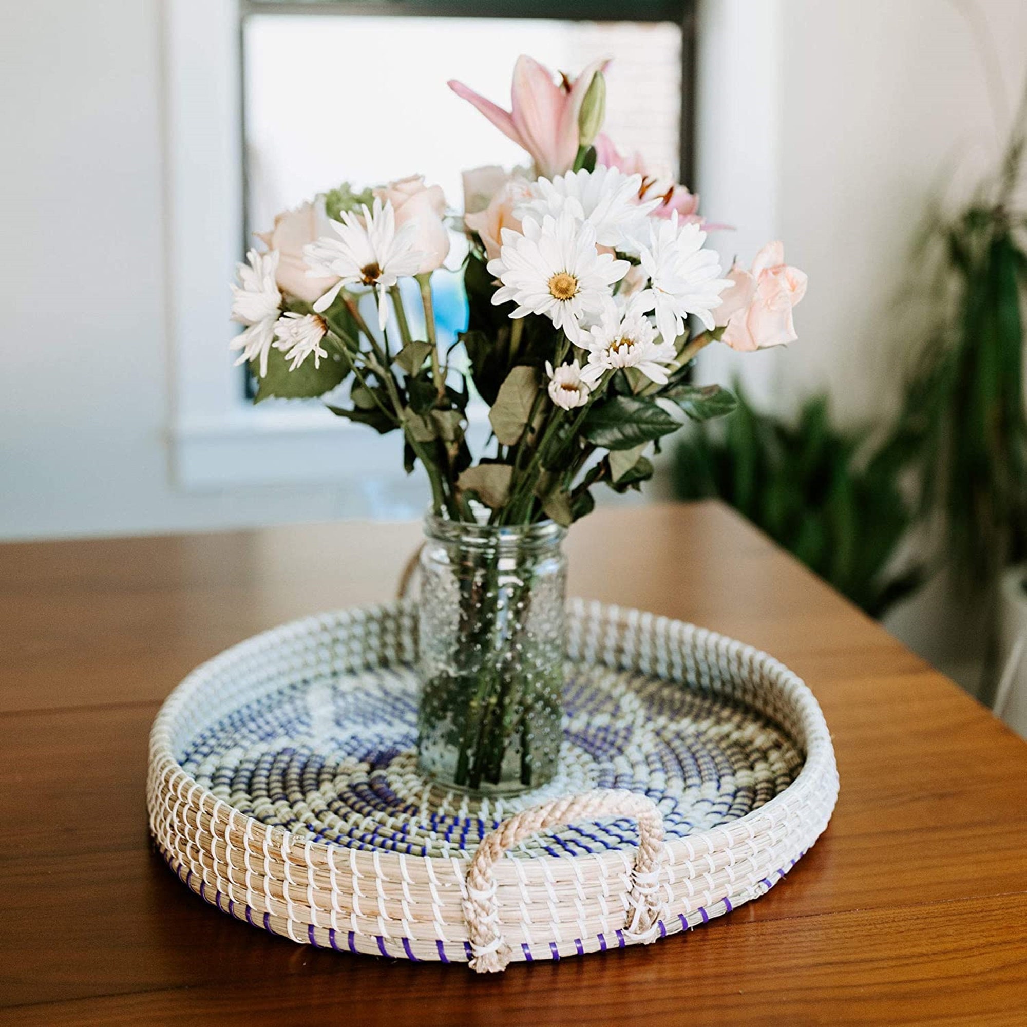 Decorative Basket Home Decor Trays Large Round Tray with Etsy