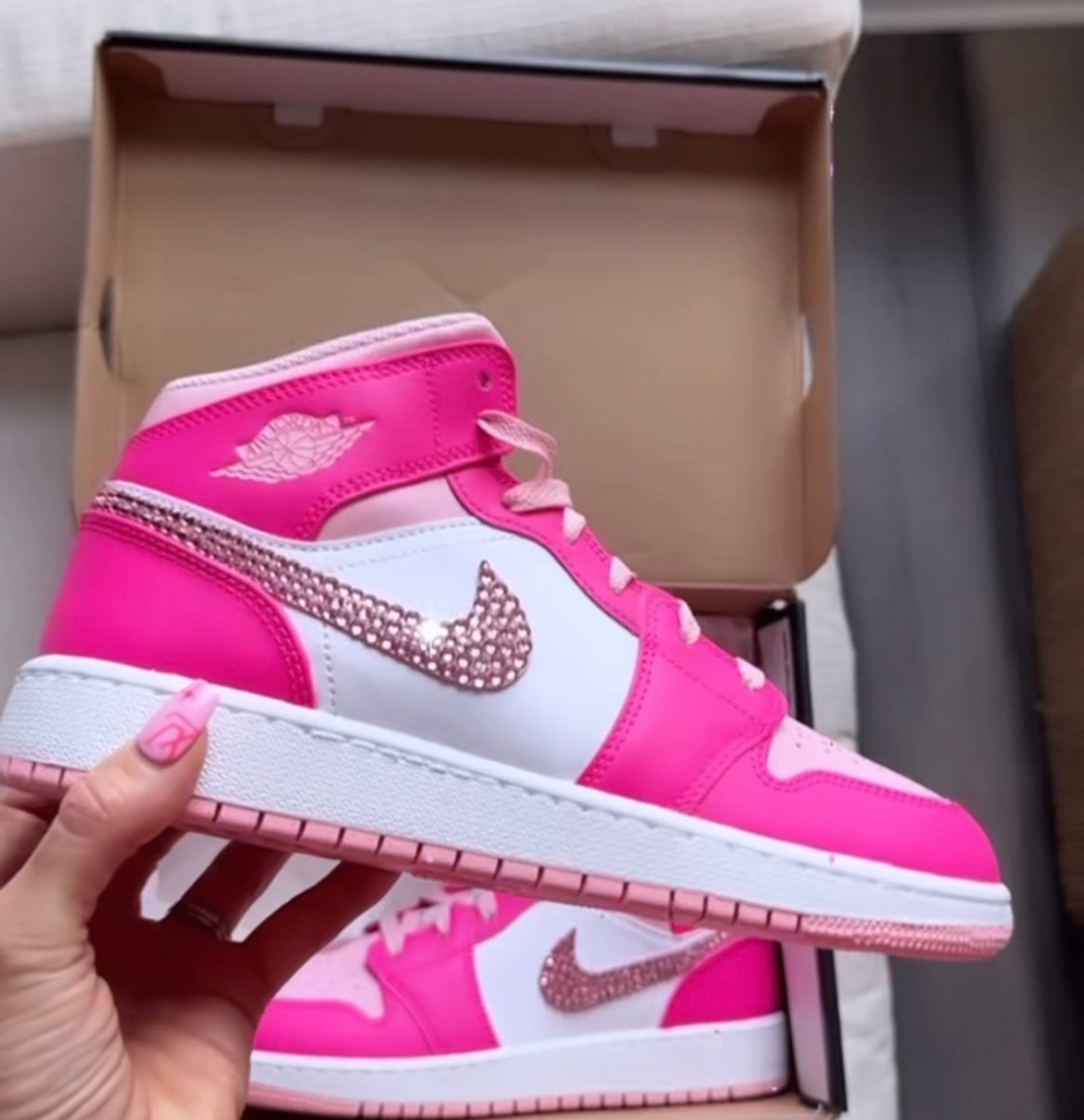 Barbie Pink Crystal Jordan One Etsy