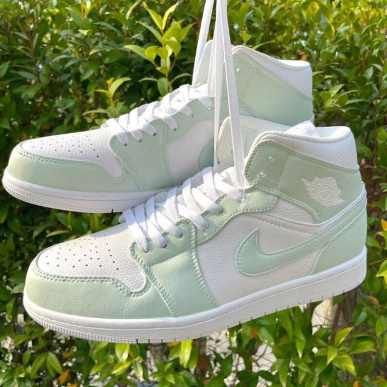 Sage Green Custom Jordan 1 Mid AJ1 Mid Etsy