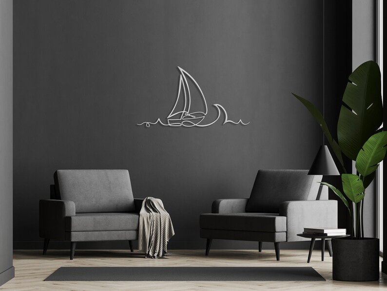 Gold Sailboat Metal Wall Art, Sailing Boat Wall Art, Boat Wall Art