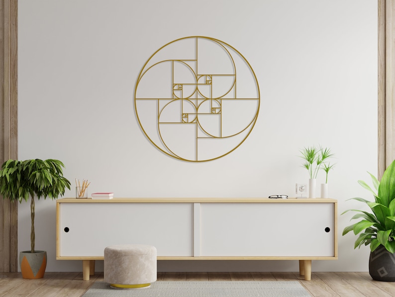Golden Ratio Metal Wall Art, Fibonacci Spiral Wall Decor, Abstract Geometry Metal Art, Math