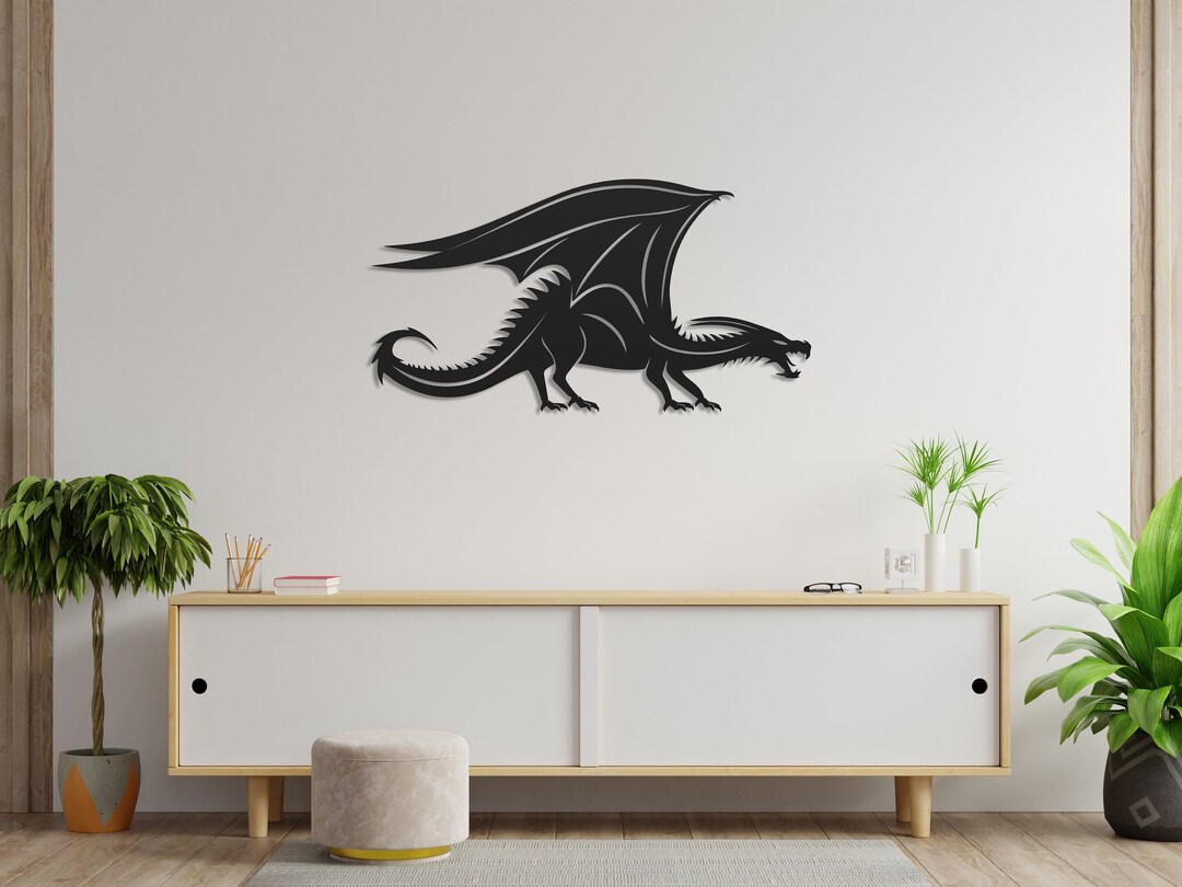 Large Dragon Metal Wall Art, Black Dragon Metal Art, Metal Dragon Wall