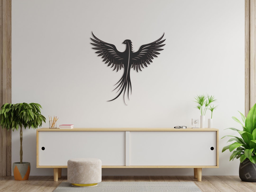 Phoenix Metal Wall Art, Simurgh Wall Art, Phoenix Wall Decor, Bird Wall