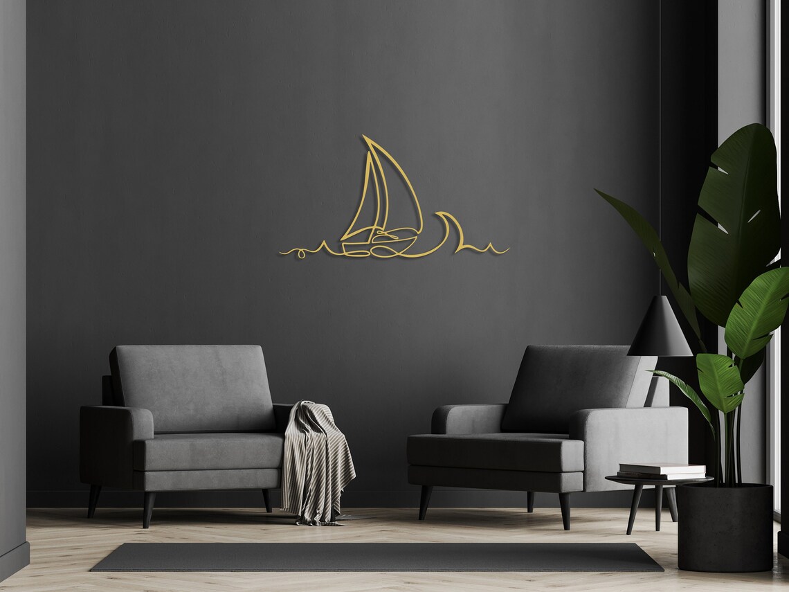 Gold Sailboat Metal Wall Art, Sailing Boat Wall Art, Boat Wall Art