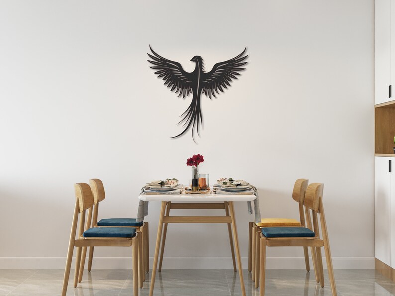 Phoenix Metal Wall Art, Simurgh Wall Art, Phoenix Wall Decor, Bird Wall