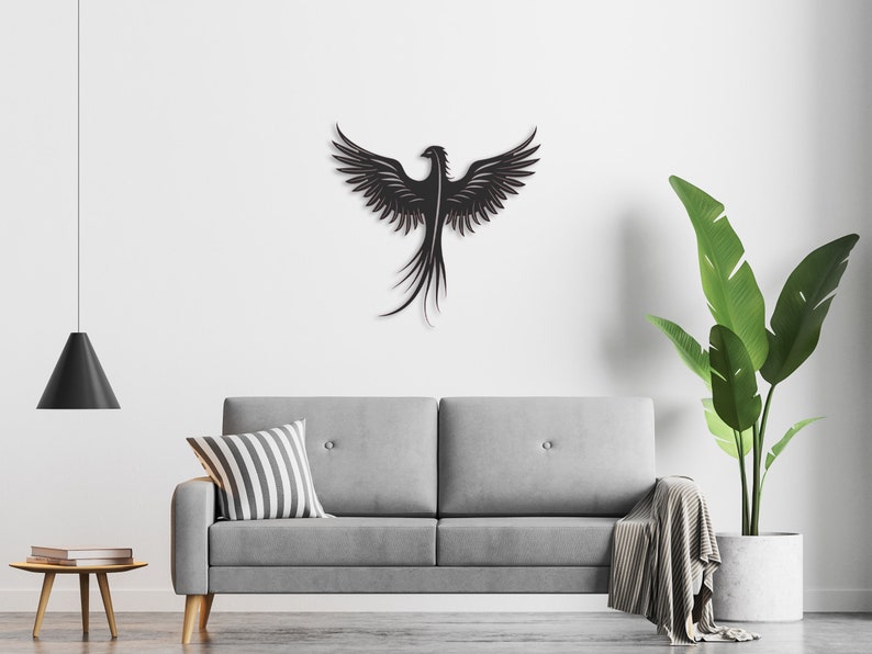 Phoenix Metal Wall Art Simurgh Wall Art Phoenix Wall Decor Etsy