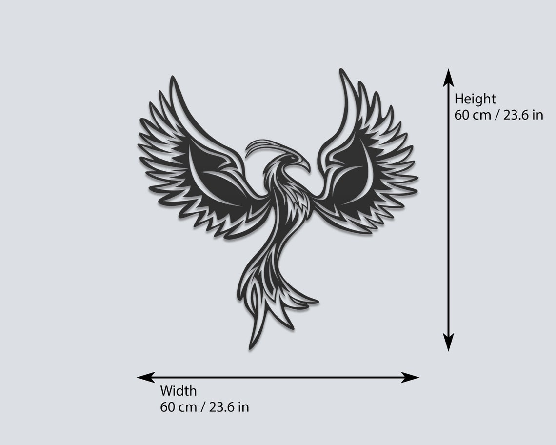 Phoenix Metal Wall Art Firebird Phoenix Wall Decor Simurgh Etsy