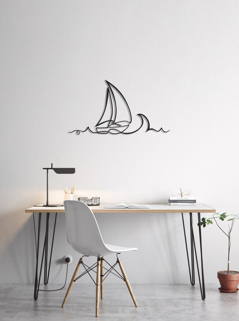 Gold Sailboat Metal Wall Art, Sailing Boat Wall Art, Boat Wall Art
