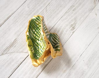 Palm Fronds Double Oyster Shell Jewelry Dish