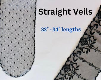 32-34" Black Straight Veils