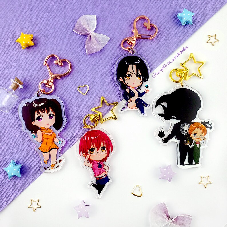 Merlin Frame Keychain Deadly Sins Double Sided Holographic Anime Charm Keychain | Meliodas ...