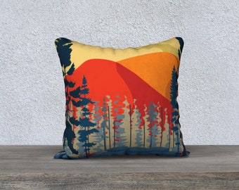 Cuscino decorativo illustrato tramonto sull'acqua