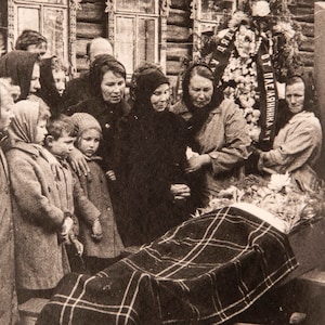 Original Post Mortem Photograph - Woman Crying at Funeral