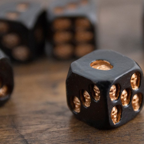 5 Skull Dice - Hand Carved Unique Skull and Bones Die Set