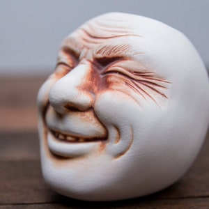 Clay Vase Shaped like a Head - Surreal Modernist Creepy Pottery Jar from the Philippines