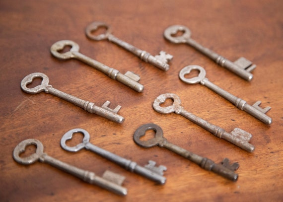 Real Heart Shaped 1800s Skeleton Keys - Purchase for 1 Key - Authentic Bit Keys