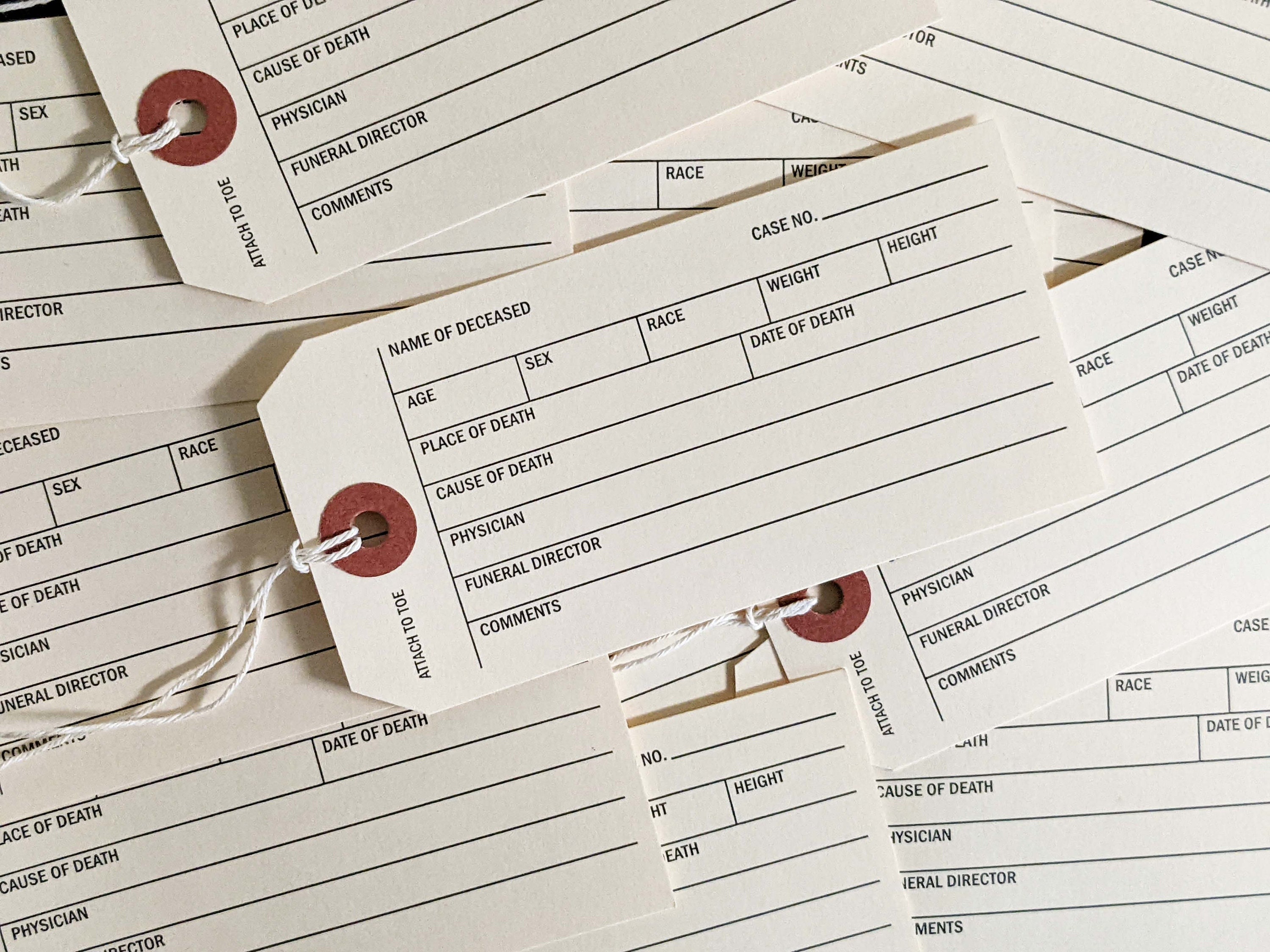 Ten Real Morgue Toe Tags 10 Blank Mortuary Cards - Etsy