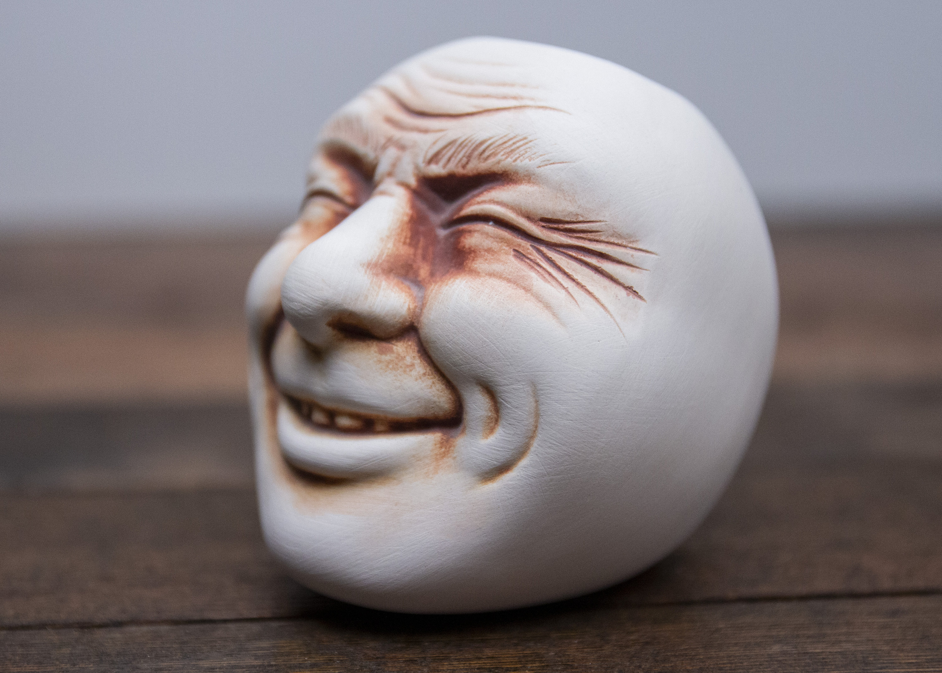 Clay Vase Shaped like a Head - Surreal Modernist Creepy Pottery Jar from the Philippines