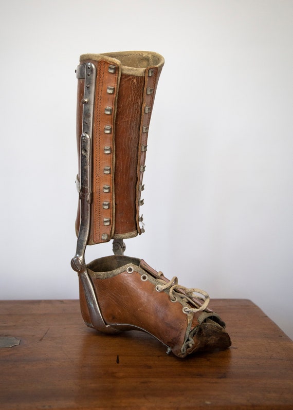 Real 100 year old Polio Brace Prótesis de cuero antigua para Etsy España