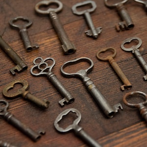 Real 1800s Skeleton Keys - Purchase for 1 Key - Authentic Barrel Keys made of Brass or Iron