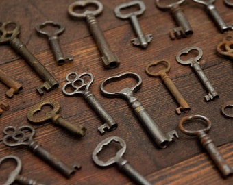 Real 1800s Skeleton Keys - Purchase for 1 Key - Authentic Barrel Keys made of Brass or Iron