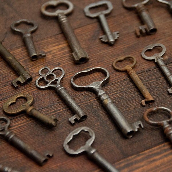 Real 1800s Skeleton Keys - Purchase for 1 Key - Authentic Barrel Keys made of Brass or Iron