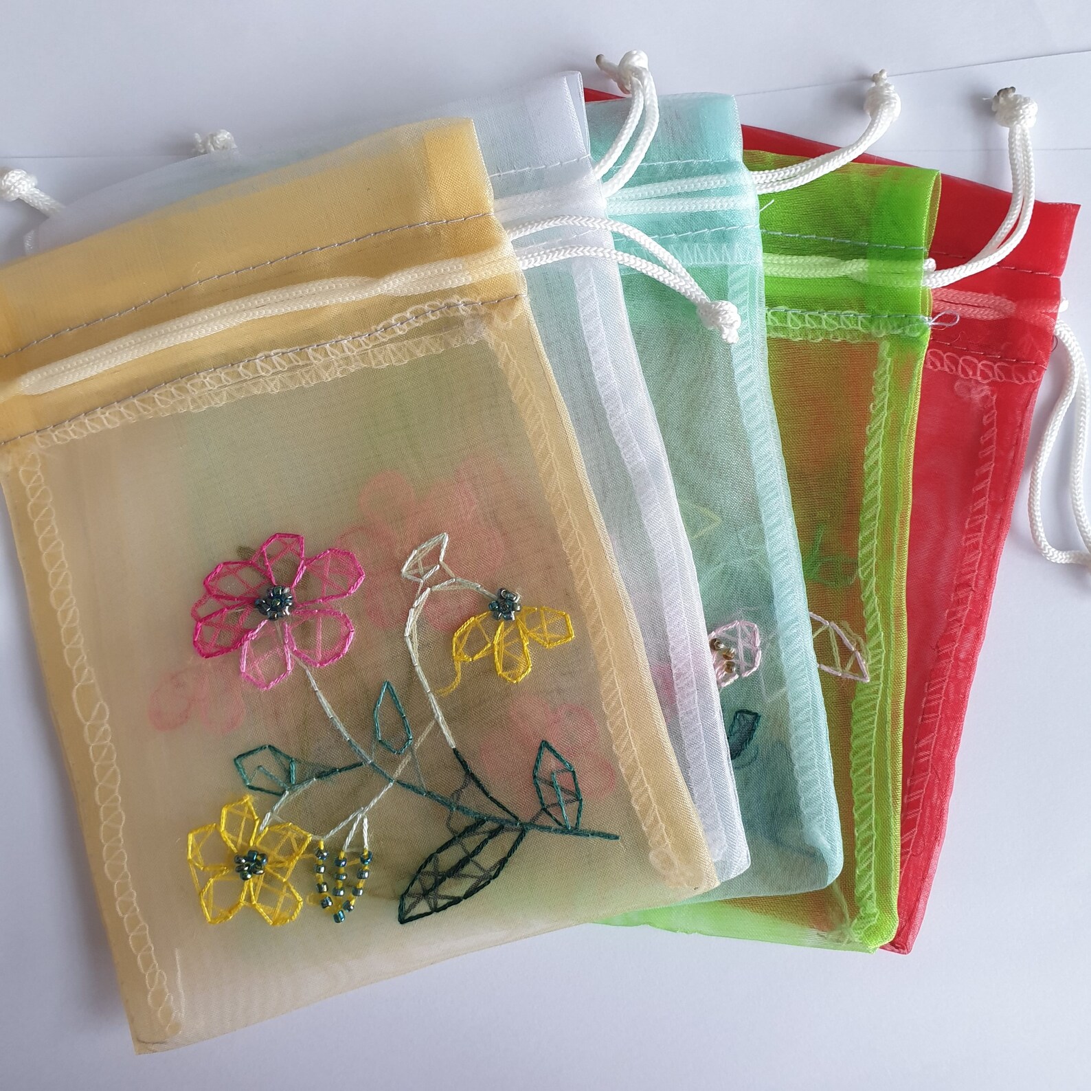 Set of 10 Embroidery Organza Bags. Handmade Bags. Small Etsy