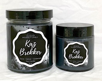 Vela Kaz Brekker - Regalo inspirado en Seis de Cuervos para amantes de la lectura (Cera de soja)