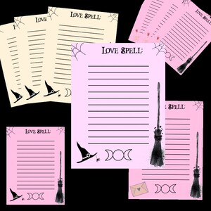 Love Spell Grimoire Pages Digital Art Print (Pink/Tan)