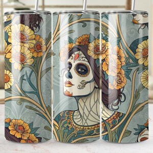 Dia de los Muertos, bloemen beker wrap, Day of the Dead, Calavera sublimatieontwerp, bloem beker wrap, digitale download