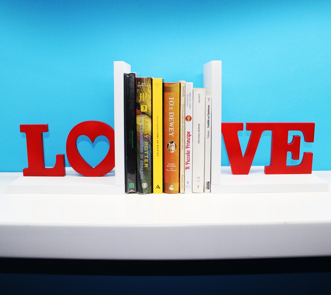 Wooden Bookend With LOVE Inscription Valentine's Day Etsy