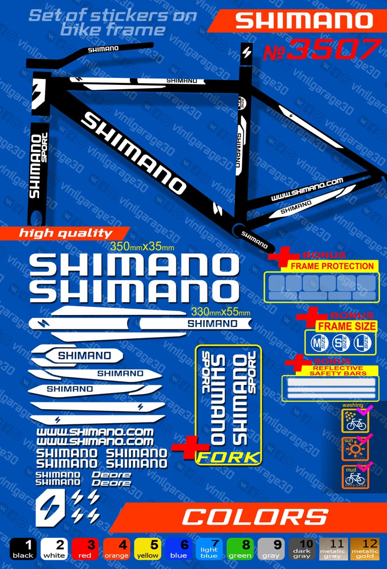 SHIMANO Bike Stickers Set ALL COLORS Available fork Etsy