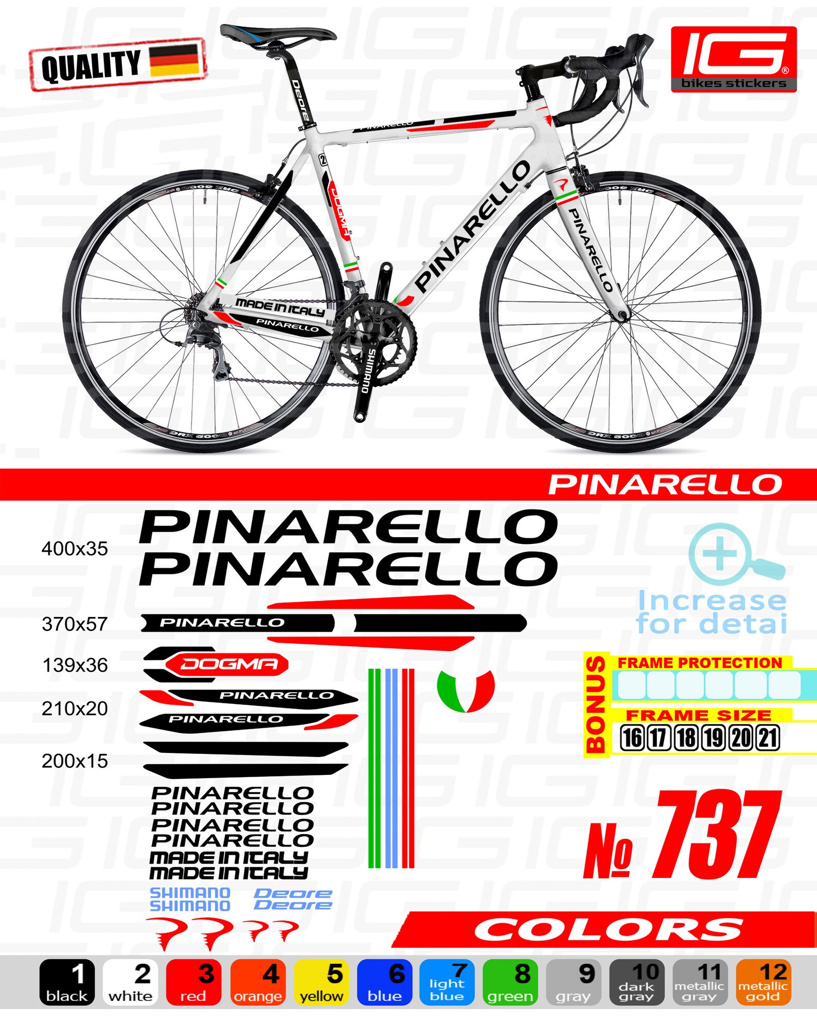 PINARELLO Bike Stickers Set ALL COLORS Available fork Etsy