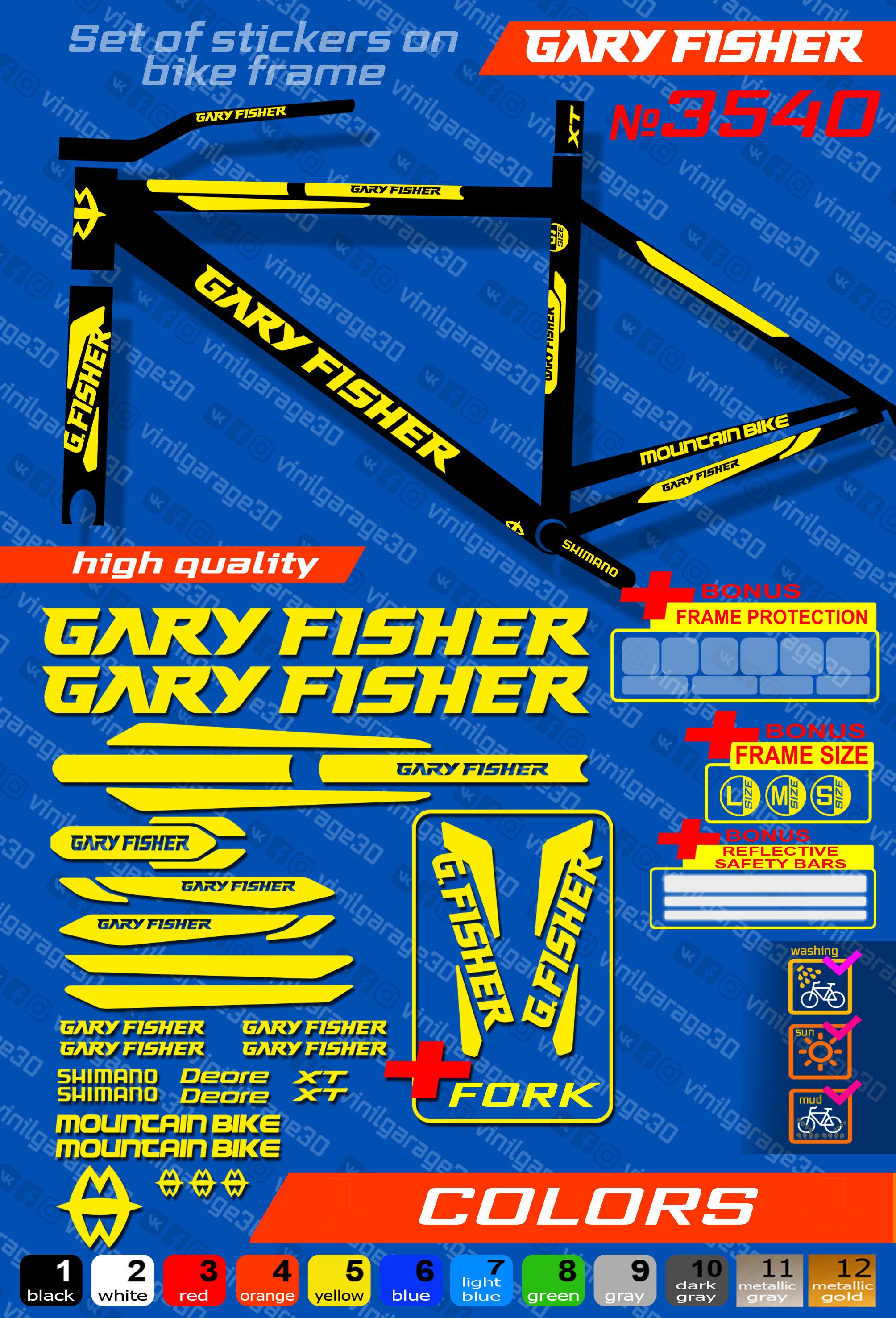 Gary fisher compatible 17 stickers adhesive stickers-mountain bike mtb velo 