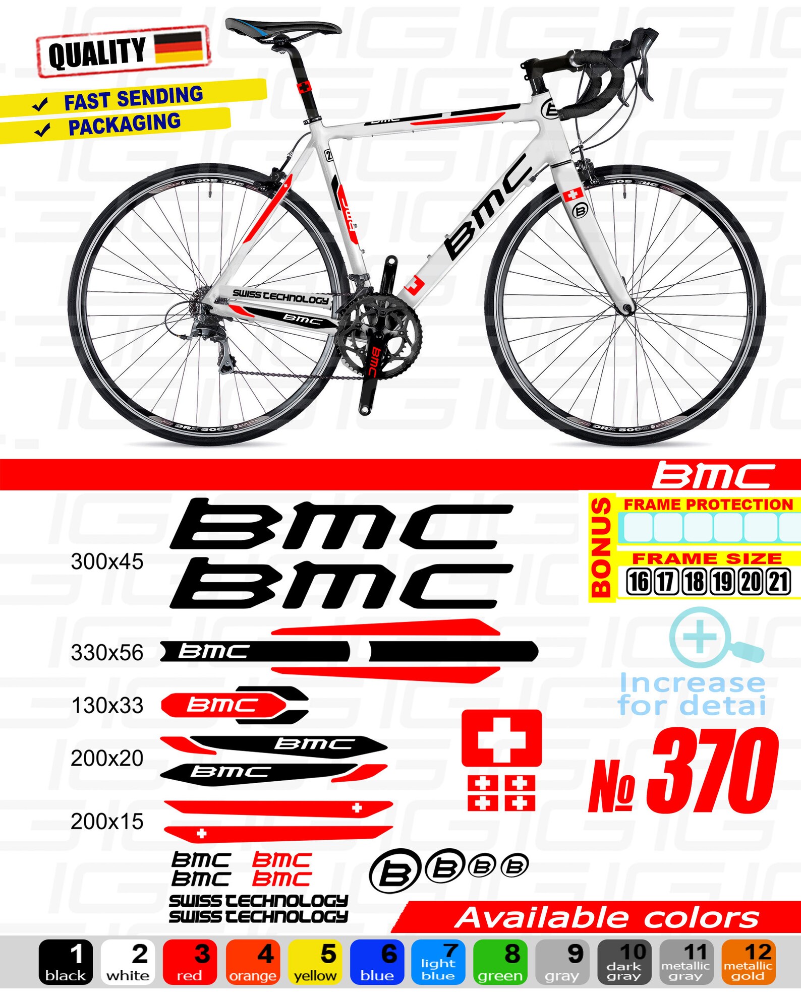BMC Bike Stickers Set ALL COLORS Available fork Etsy