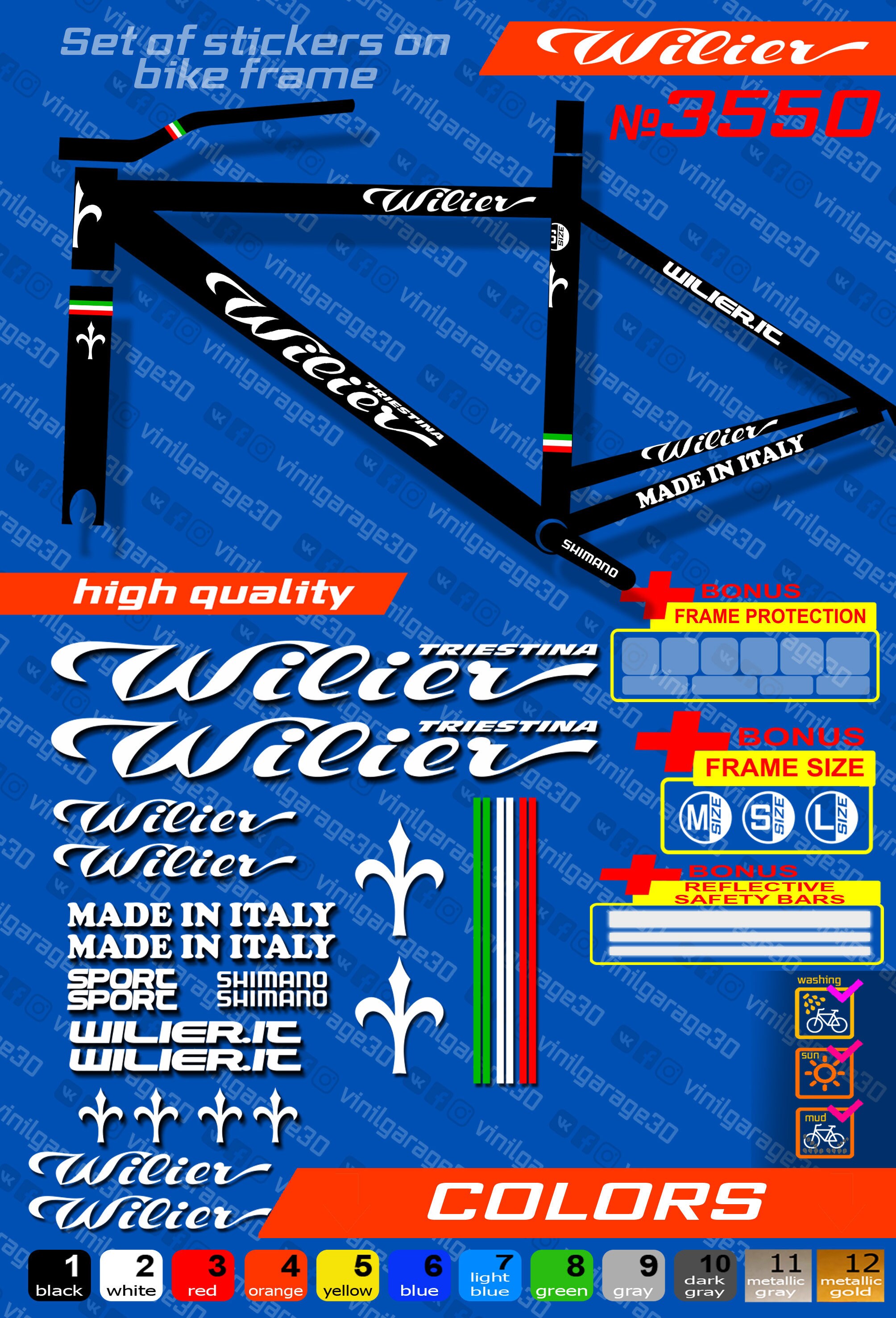 Set di adesivi per bici WILIER TUTTI I COLORI disponibili | Etsy Italia