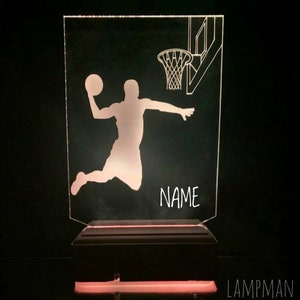 Lampe de basket-ball 3D personnalisée : illustration de joueur de la NBA, décoration de nom personnalisée