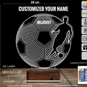 Personalized Football LED Lamp: Custom Soccer Gift with Remote