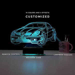 Personalized Mercedes 3D LED Lamp: Sports Car Garage Decor