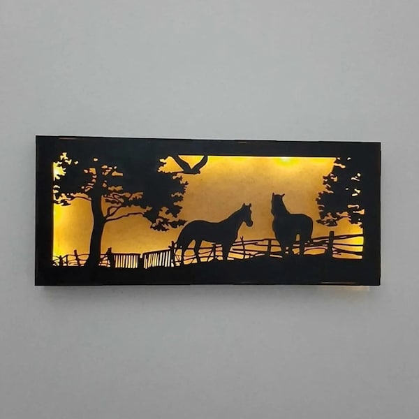 Decorative Led Wall Lamp Horse Farm Figured Gift Wooden Table Night Light,Wall Lamp,Home Decor,Horse gift,Decor lamp