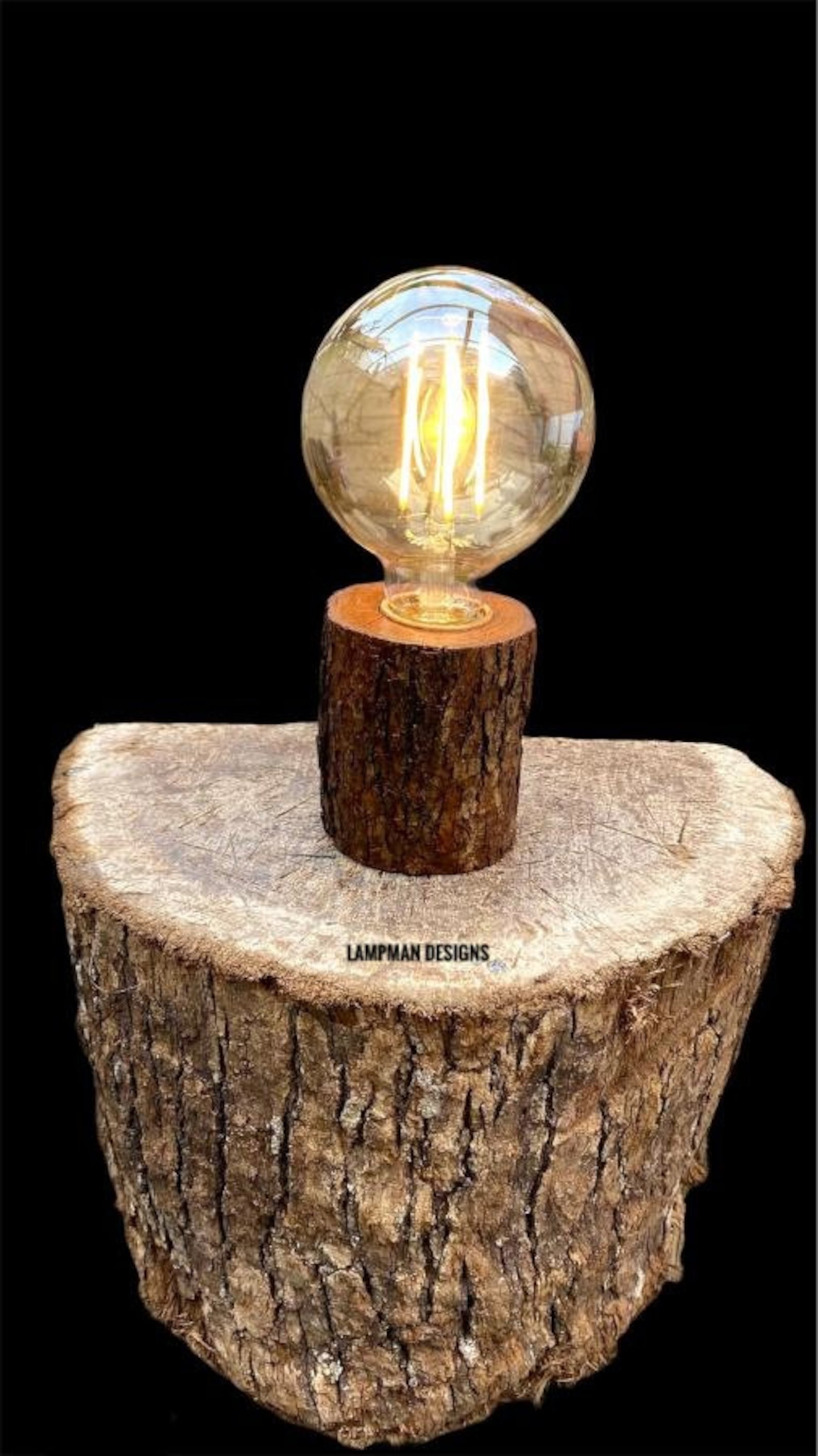 Edison Log Lamp Wooden Hand Made Billet Bulb Table Lampoffice - Etsy UK