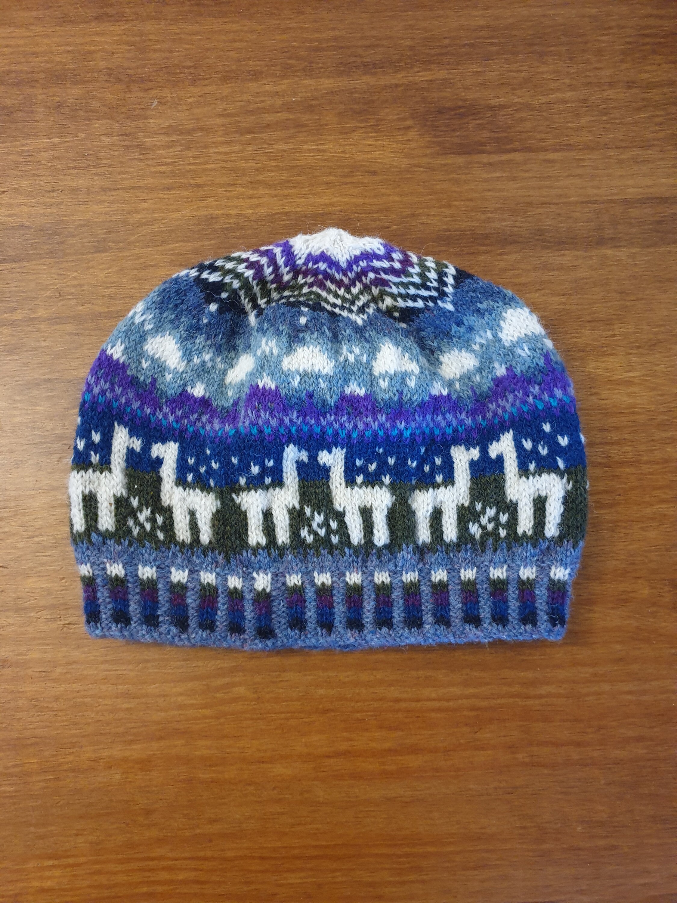 Shetland Wool Beanie 'llama Design 